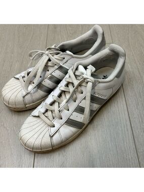 Adidas Superstar Silver and White Sneakers Womens 7.5